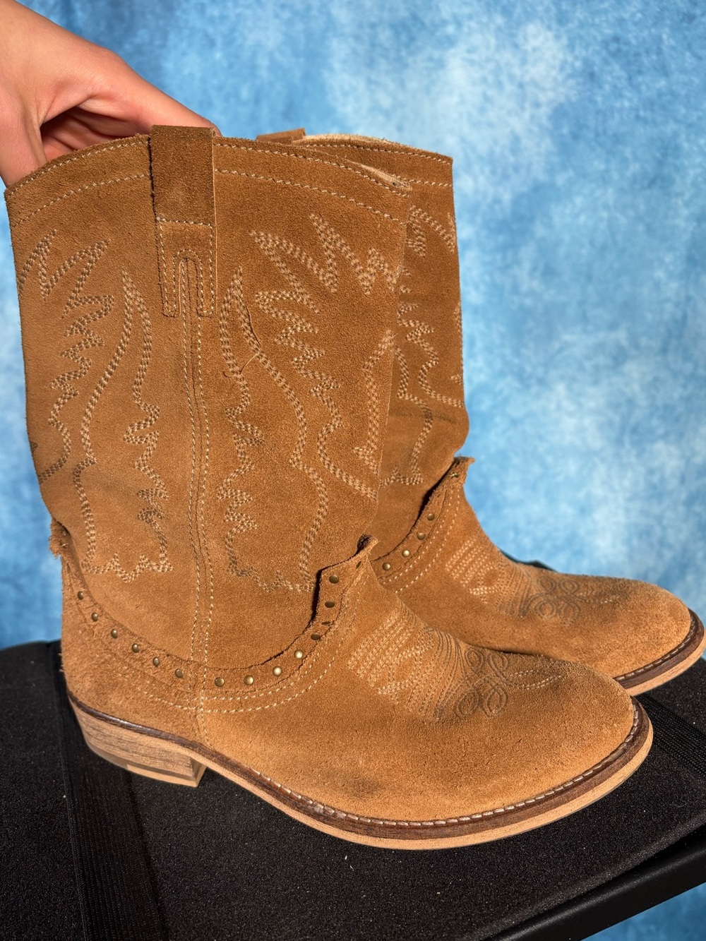 BRONX Suede Tan Western Cowboy Boots EU 36 (US 5.5–6)
